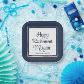 退職パーティーネイビーブルー、ホワイト&金ゴールドスクエア ペーパープレート (パーティー)