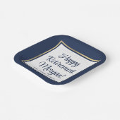 退職パーティーネイビーブルー、ホワイト&金ゴールドスクエア ペーパープレート (傾斜あり)