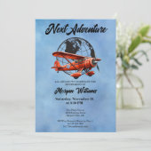 退職パーティーネクストアドベンチャー旅行飛行機 招待状 (スタンド正面)