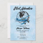退職パーティーネクストアドベンチャー旅行飛行機 招待状 (正面)