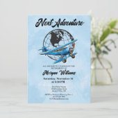 退職パーティーネクストアドベンチャー旅行飛行機 招待状 (スタンド正面)