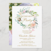 退職パーティーバラフローラガーランド写真 招待状 (正面/裏面)