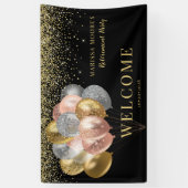 退職パーティーバラ金ゴールドシルバーブラック 横断幕 (縦)