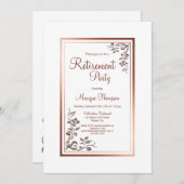 退職パーティーバラ金ゴールド縁どフローラ 招待状 (正面/裏面)