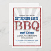 退職パーティーバーベキュー招待状 招待状 (正面/裏面)