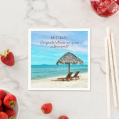 退職パーティーパーソナライズされた熱帯ビーチ紙 スタンダードカクテルナプキン (インサイチュ)