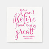 退職パーティーピンク素晴らし引退 スタンダードカクテルナプキン (正面)