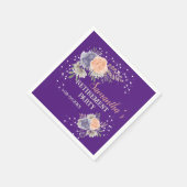 退職パーティーフローラ牡丹バラ紫 スタンダードカクテルナプキン (角)
