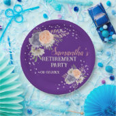 退職パーティーフローラ牡丹バラ紫 ペーパープレート (パーティー)