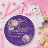 退職パーティーフローラ牡丹バラ紫 ペーパープレート (パーティー)