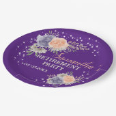 退職パーティーフローラ牡丹バラ紫 ペーパープレート (アングル)