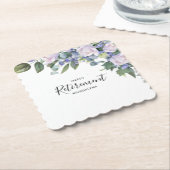 退職パーティーブルーホワイトフローラ紙コースター ペーパーコースター (アングル)