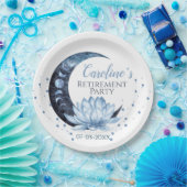 退職パーティーブルーロータスフラワー ペーパープレート (パーティー)