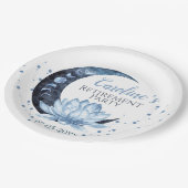 退職パーティーブルーロータスフラワー ペーパープレート (アングル)