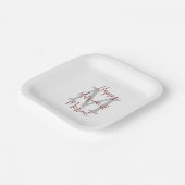 退職パーティーホワイトグレーブルゴーニュ名モノグラム ペーパープレート (傾斜あり)