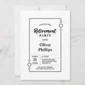 退職パーティーホワイト(黒フレームパーティー) 招待状 (正面)