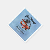 退職パーティーボンボヤージトラベルグローブ飛行機 スタンダードカクテルナプキン (角)