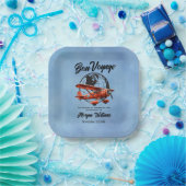 退職パーティーボンボヤージトラベルグローブ飛行機 ペーパープレート (パーティー)