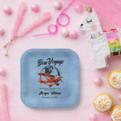 退職パーティーボンボヤージトラベルグローブ飛行機 ペーパープレート (パーティー)