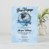 退職パーティーボンボヤージトラベルグローブ飛行機 招待状 (スタンド正面)