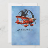 退職パーティーボンボヤージトラベルグローブ飛行機 招待状 (裏面)