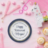 退職パーティーモダンネイビーブルー、ホワイト&金ゴールド ペーパープレート (パーティー)