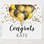 退職パーティーモダン白および金ゴールドワインラベル スパークリングワインラベル (シングルラベル)