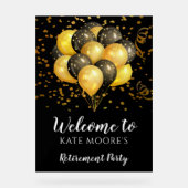 退職パーティーモダン金ゴールドブラックバルーン アクリルサイン (正面)