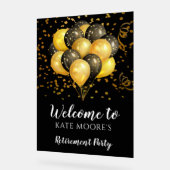 退職パーティーモダン金ゴールドブラックバルーン アクリルサイン (傾斜)