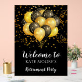 退職パーティーモダン金ゴールドブラックバルーン アクリルサイン (ウェディング)