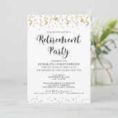 退職パーティーモダン金ゴールド紙吹雪ストリーマー 招待状 (スタンド正面)