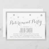 退職パーティーモダン銀紙吹雪点 招待状 (正面/裏面)
