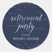 退職パーティーラウンドステッエレガントクシルバーネイビー ラウンドシール (正面)