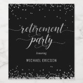 退職パーティーワインラベルエレガントシルバー、ブラック ワインラベル (シングルラベル)