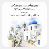 退職パーティーヴィンテージカラフルギリシャ村 スクエアシール (正面)