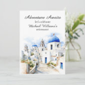 退職パーティーヴィンテージカラフルギリシャ村 招待状 (スタンド正面)