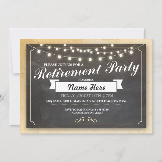 退職パーティーヴィンテージチ退職したャルクボード招待状 招待状 (正面)