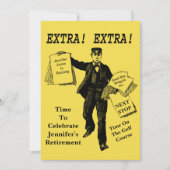 退職パーティーヴィンテージ新聞の追加 招待状 (正面)