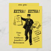 退職パーティーヴィンテージ新聞の追加 招待状 (正面/裏面)