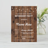 退職パーティーヴィンテージ退職したウッド招待状 招待状 (スタンド正面)