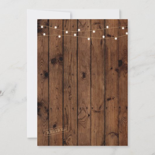 退職パーティーヴィンテージ退職したウッド招待状 招待状 (裏面)