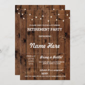 退職パーティーヴィンテージ退職したウッド招待状 招待状 (正面/裏面)