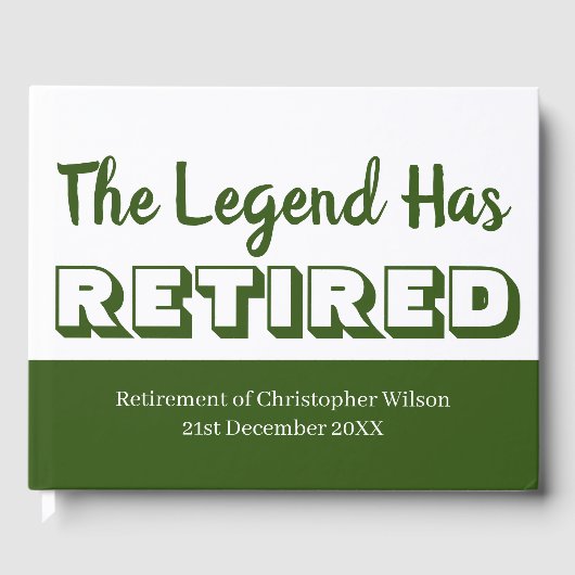 退職パーティー伝説は緑退職したのメンズを持つ ゲストブック (正面)