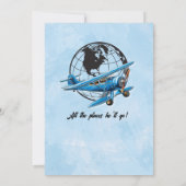 退職パーティー保存日付Globe旅行飛行機 招待状 (裏面)