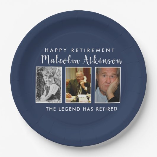 退職パーティー写真プレート ペーパープレート (正面)