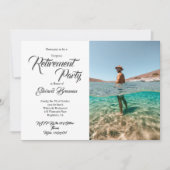 退職パーティー写真モダンスタイリッシュタイポグラフィ 招待状 (正面)