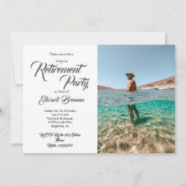 退職パーティー写真モダンスタイリッシュタイポグラフィ 招待状