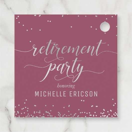 退職パーティー好意ラベルエレガントシルバーピンク フェイバータグ (裏面)