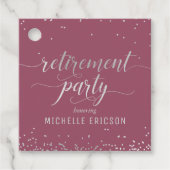 退職パーティー好意ラベルエレガントシルバーピンク フェイバータグ (正面)