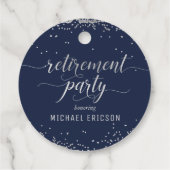 退職パーティー好意ラベルエレガントシルバー、海軍 フェイバータグ (裏面)